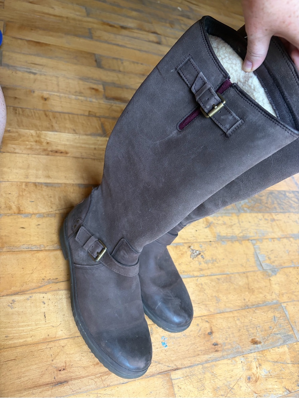 UGG Brown Suede Buckle Boots fully lined